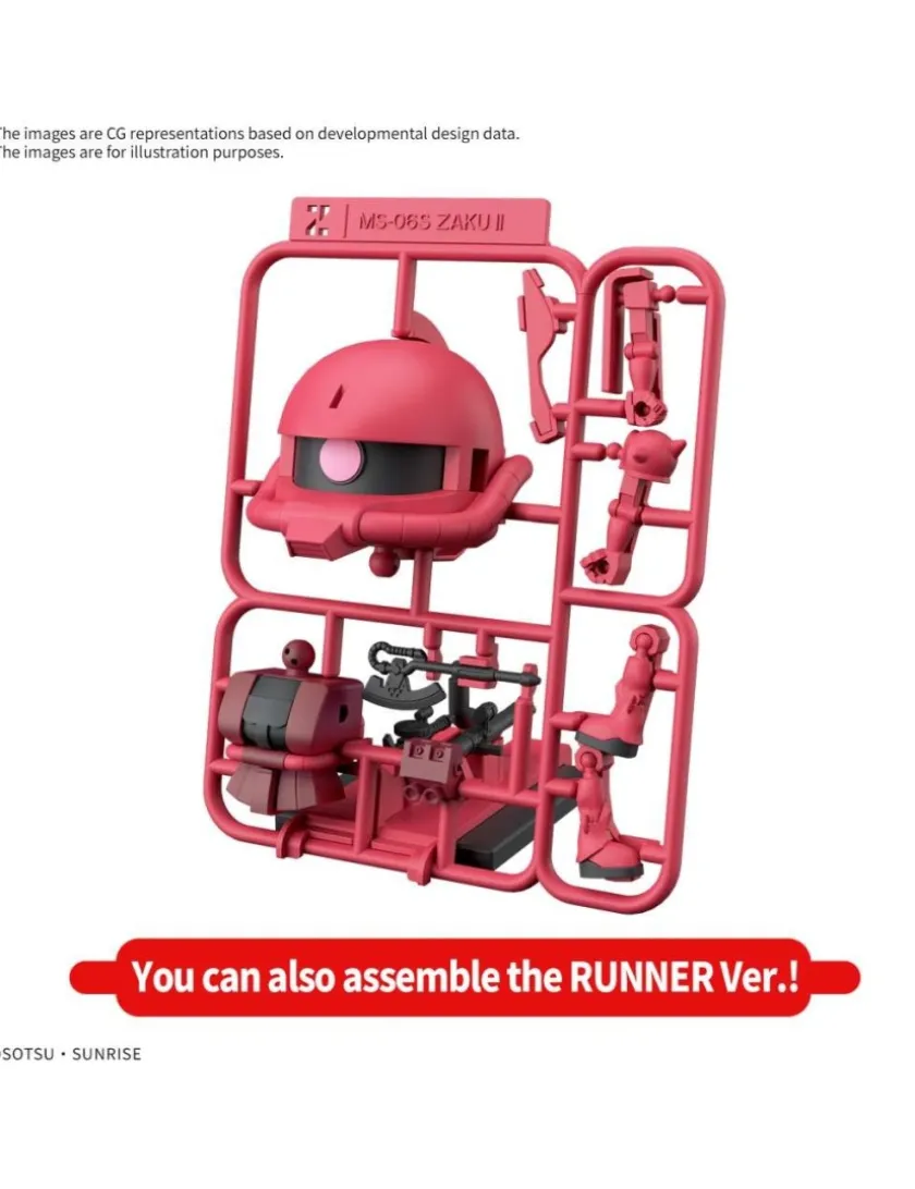 Bandai Gunpla-kun Model Series 1/1 Scale Mobile Suit Gundam MS-06S Zaku-kun Runner Vesion with Reproduction Parts
