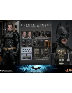 Hot Toys Movie Masterpiece The Dark Knight Batman Armory with Bruce Wayne 2.0 Version 1/6 Scale Collectible Figure Set