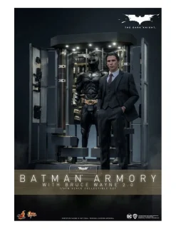 Hot Toys Movie Masterpiece The Dark Knight Batman Armory with Bruce Wayne 2.0 Version 1/6 Scale Collectible Figure Set