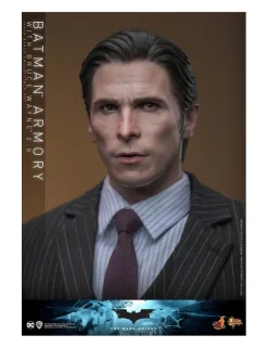 Hot Toys Movie Masterpiece The Dark Knight Batman Armory with Bruce Wayne 2.0 Version 1/6 Scale Collectible Figure Set